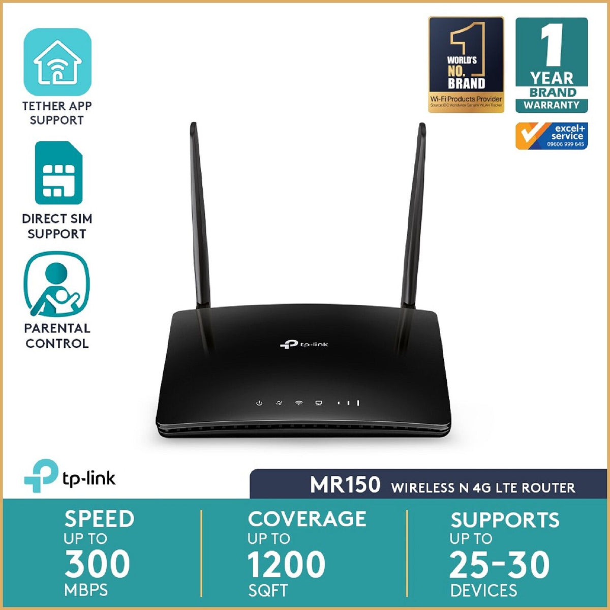 Router TP-Link TL-MR150 300Mbps Sim Card Slot (Warranty: 02 Years, Service Warranty: 05 years)
