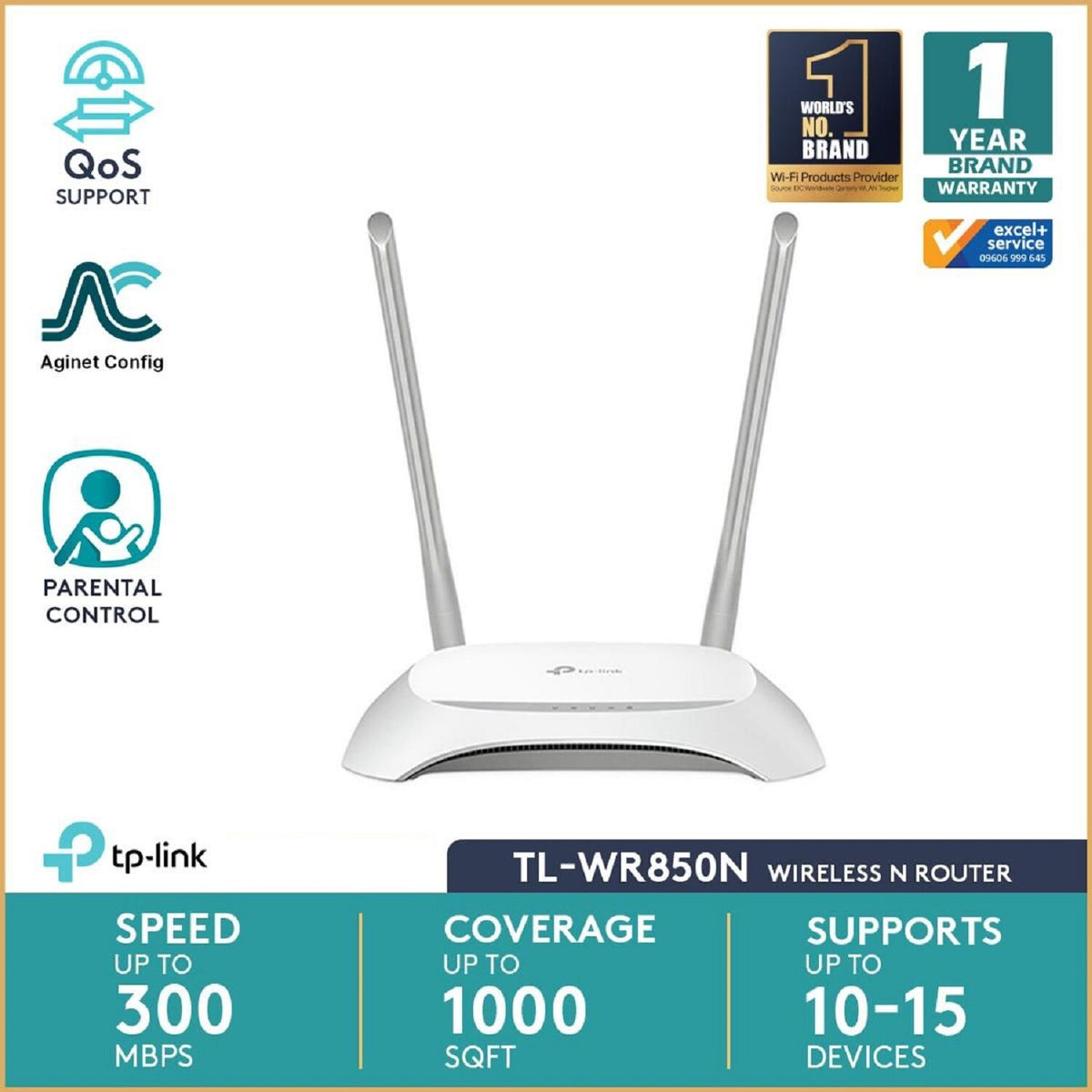 Router TP-Link TL-WR850N (Warranty: 02 Years, Service Warranty: 05 Years).