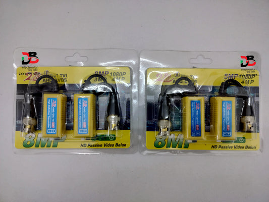 Video Balun 2 pairs 8MP, 5MP, 3MP, 1080P HD Passive Video Balun CCTV UTP transmission distance: 800 ft (Black & White), 500ft (Color)