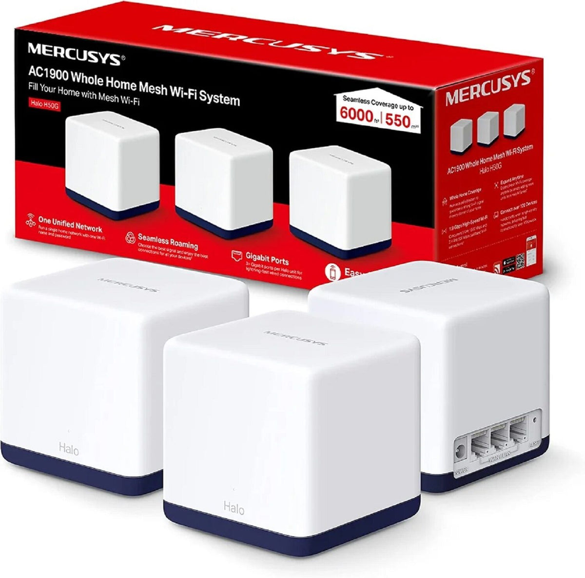 Router Mercusys Halo H50G Whole Home Mesh (3 pack) (Warranty: 02 Years, Service waranty: 05 Years)