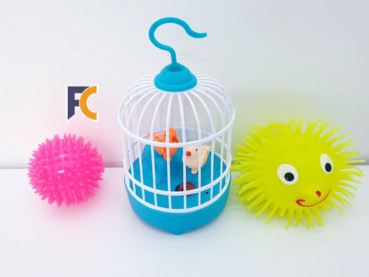 Combo pack Lighting Puffer Soft Rubber soft octopus ball 1 Singing and talking Bird Toy 1 Spiky Massage Ball