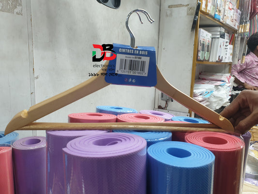 Wooden Clothes Hanger with Metal Hook | Strong & Durable | Multipurpose Coat & Garment Hanger
