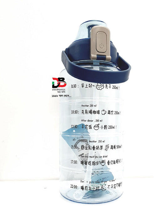 Water Bottle 2000ml With Handle Outdoor Portable Straw Cup