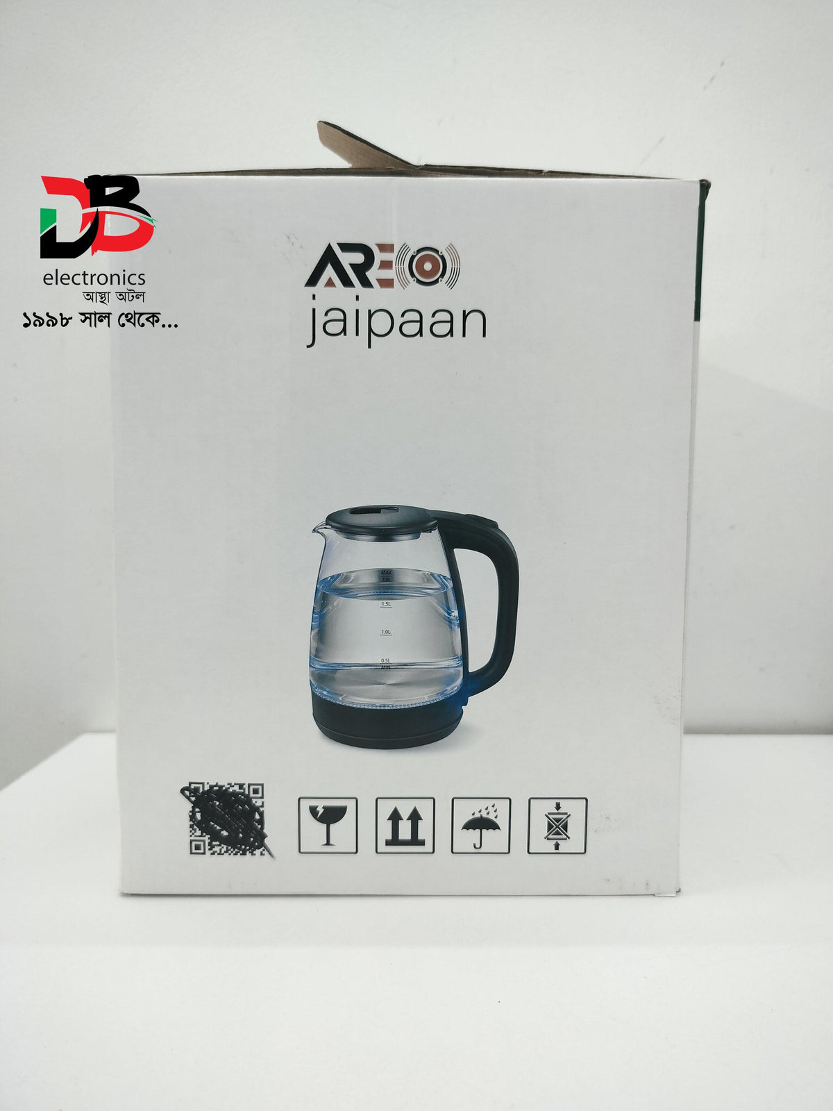 Electric Kettle Jaipaan ARE-015 2.0L Glass & Stainless Steel Cordless Kettle 1500W.