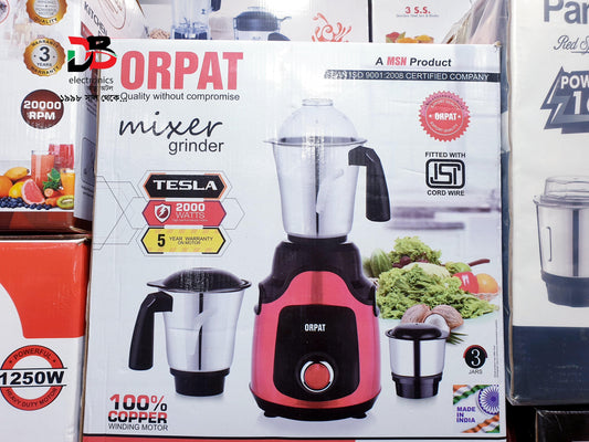Blender Orpat Tesla Blender & Mixer Grinder 2000W | Model: Tesla | 3 Stainless Steel Jars.