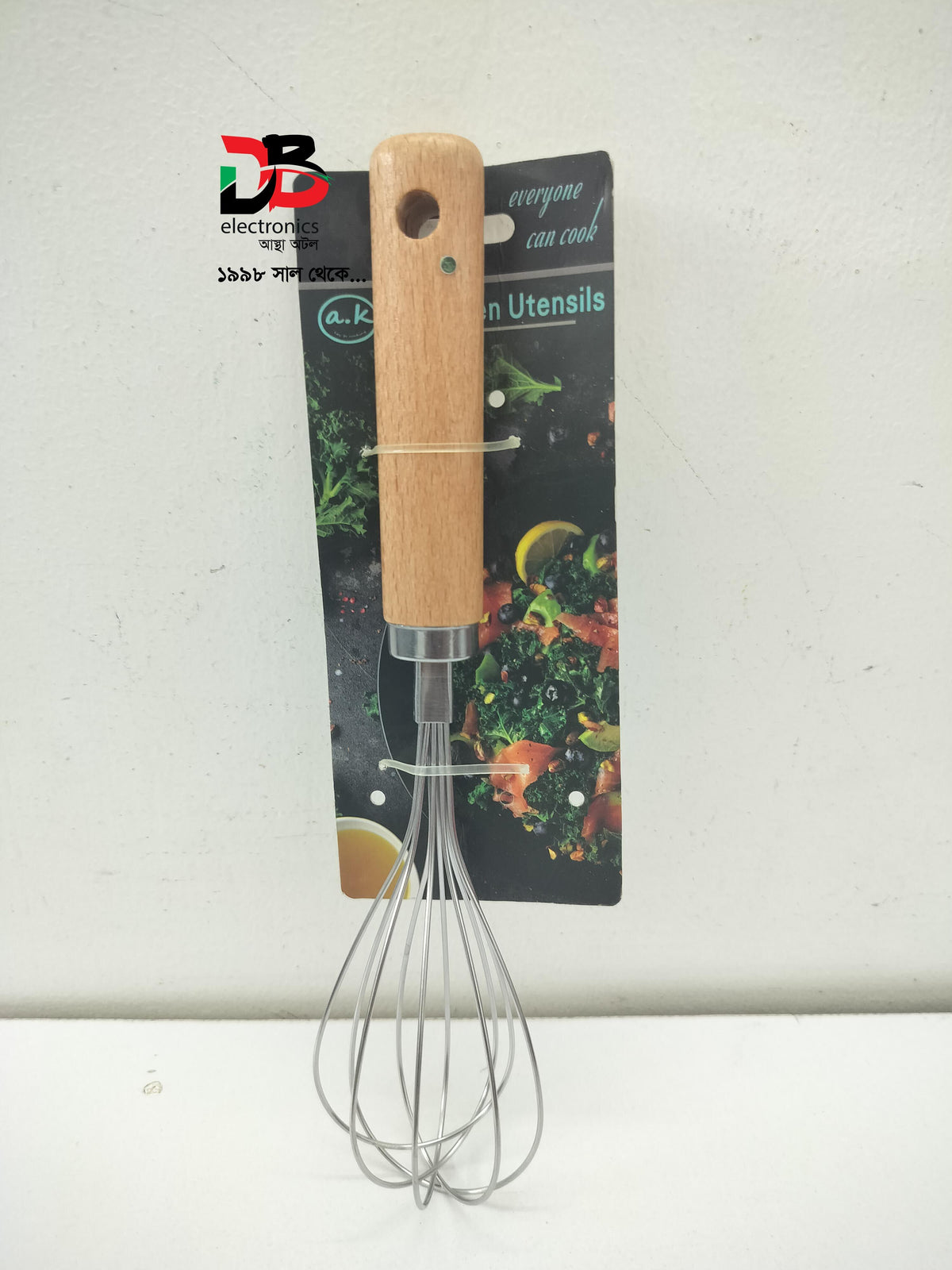 Egg Beater Multifunction Stainless Steel with Wooden Handle.