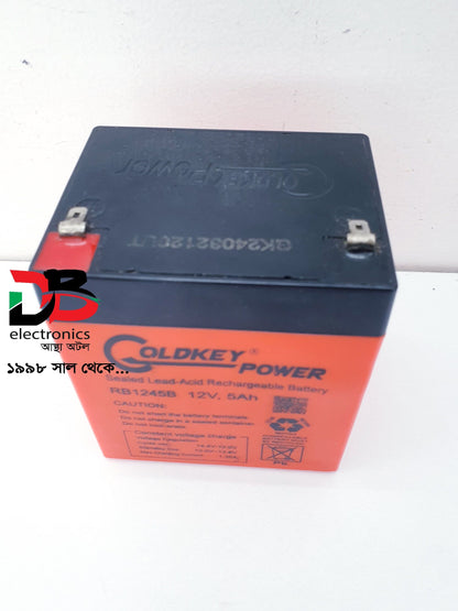 Battery DJ / Goldkey 12V 5Ah Lead Acid/Dry Cell Battery For Dc Fan, Warranty: 06 Months