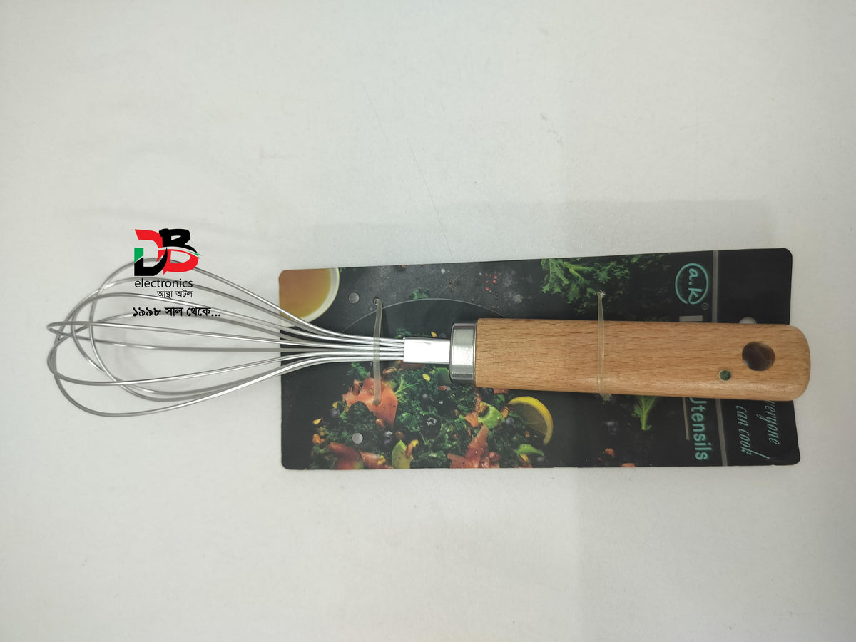 Egg Beater Multifunction Stainless Steel with Wooden Handle.