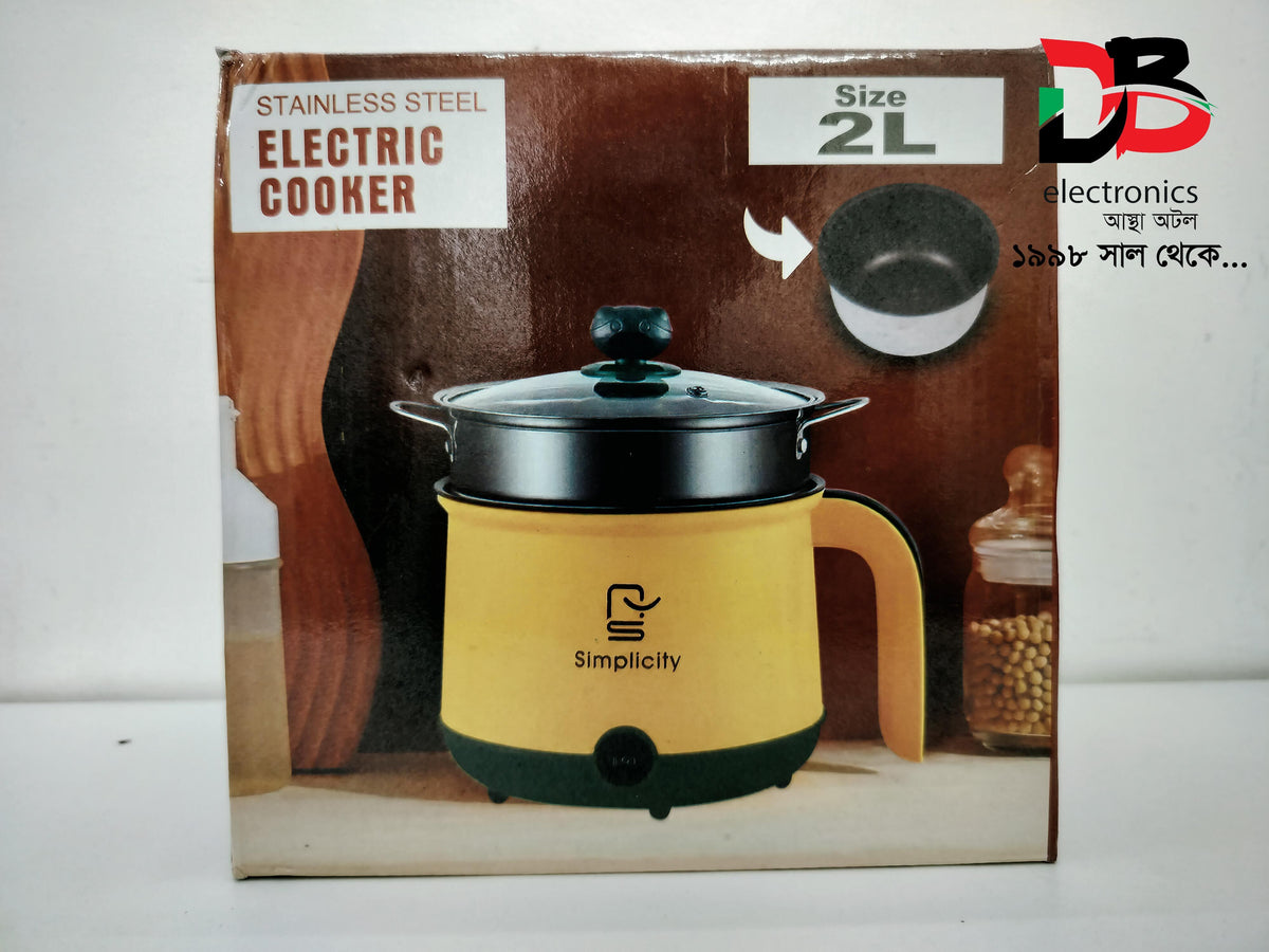 Mini Electric Multi Cooker 2L Non-stick Double Layer  Cooking Machine Hot Pot 220V , Service Warranty 02 Years.