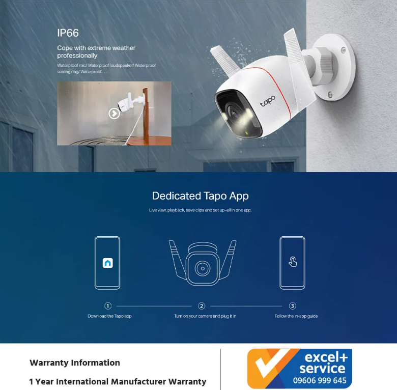 IP Security Camera TP-Link Tapo C320WS 2K 4MP Outdoor Security Wi-Fi Full-Color Night Vision IP Camera with Ultra-High-Definition Video, Warranty: 01 Year & Service Warranty 03 Years.