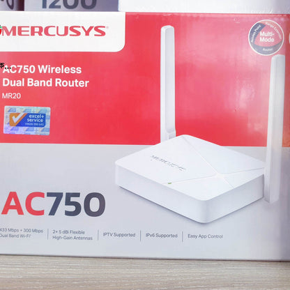 Router Mercusys MR20 AC750 Dual-Band Wireless. Warranty: 01 Year & Service Warranty: 03 Years.