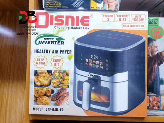 Air Fryer Disnie DAF-6.5L-V2 Air Fryer 6.5L 1500W. Warranty: 1 Year & Service Warranty: 3 Years.